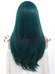 Ombre Green Straight Long Synthetic Lace Front Wigs - Everyday Wigs