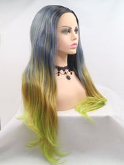 Ombre Green Synthetic Lace Front Wig-Everyday Wigs