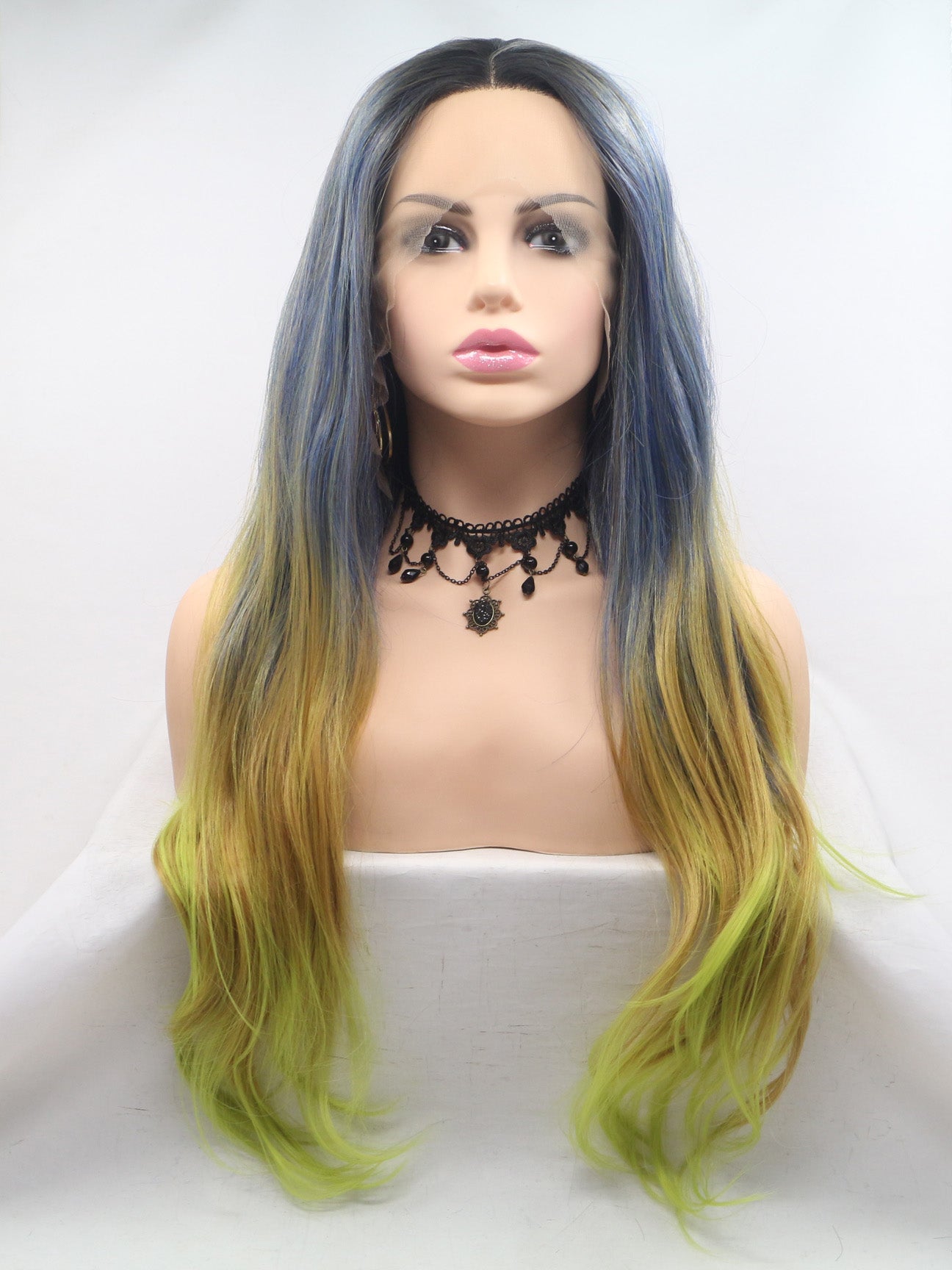 Ombre Green Synthetic Lace Front Wig-Everyday Wigs