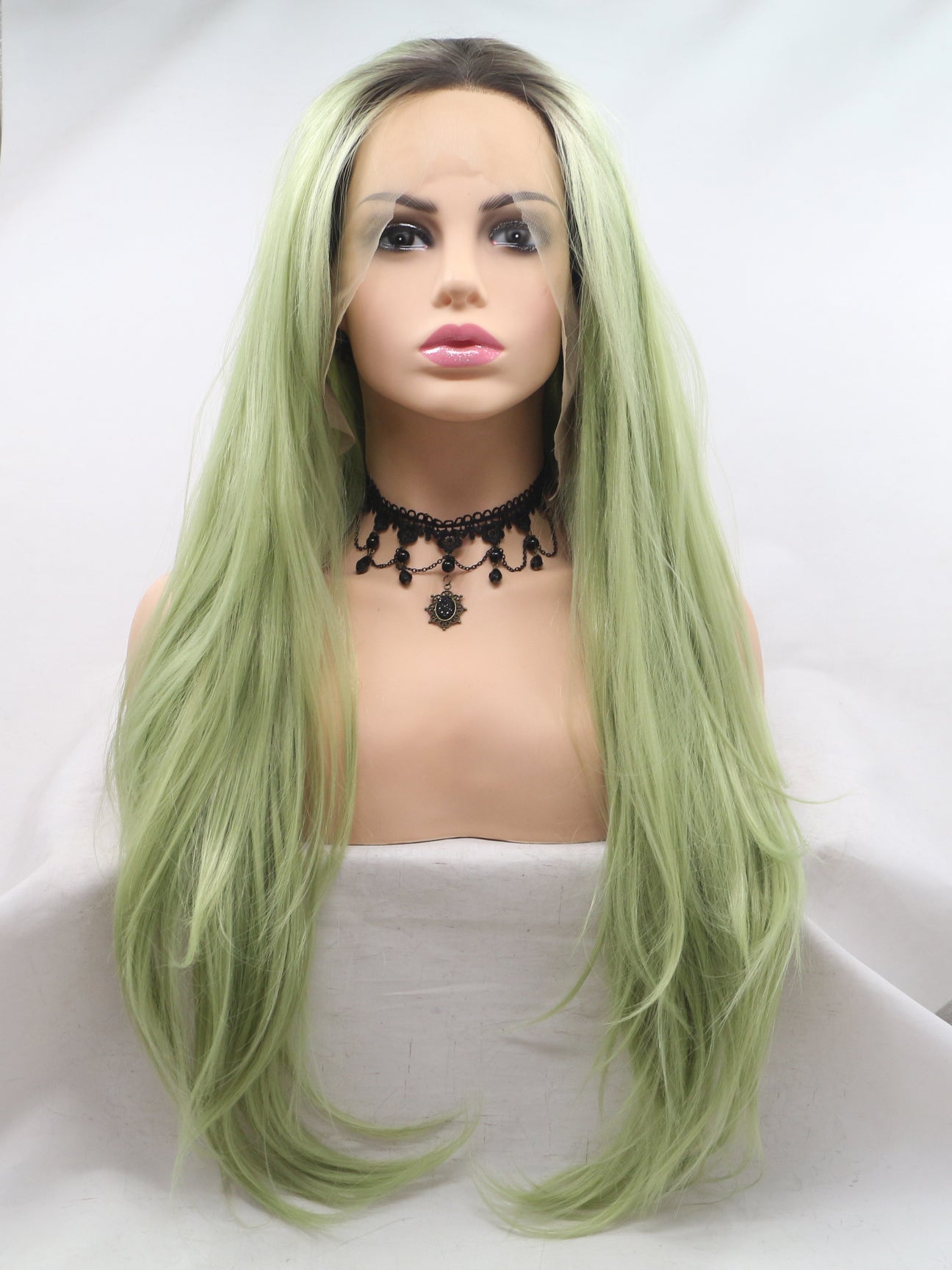 Ombre Green Synthetic Lace Front Wig-Everyday Wigs