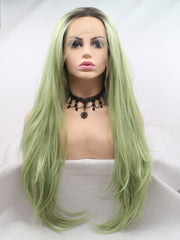Ombre Green Synthetic Lace Front Wig - Everyday Wigs