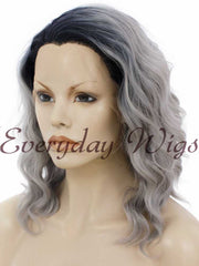 Ombre Grey Short Bob Wavy Synthetic Wigs-Everyday Wigs