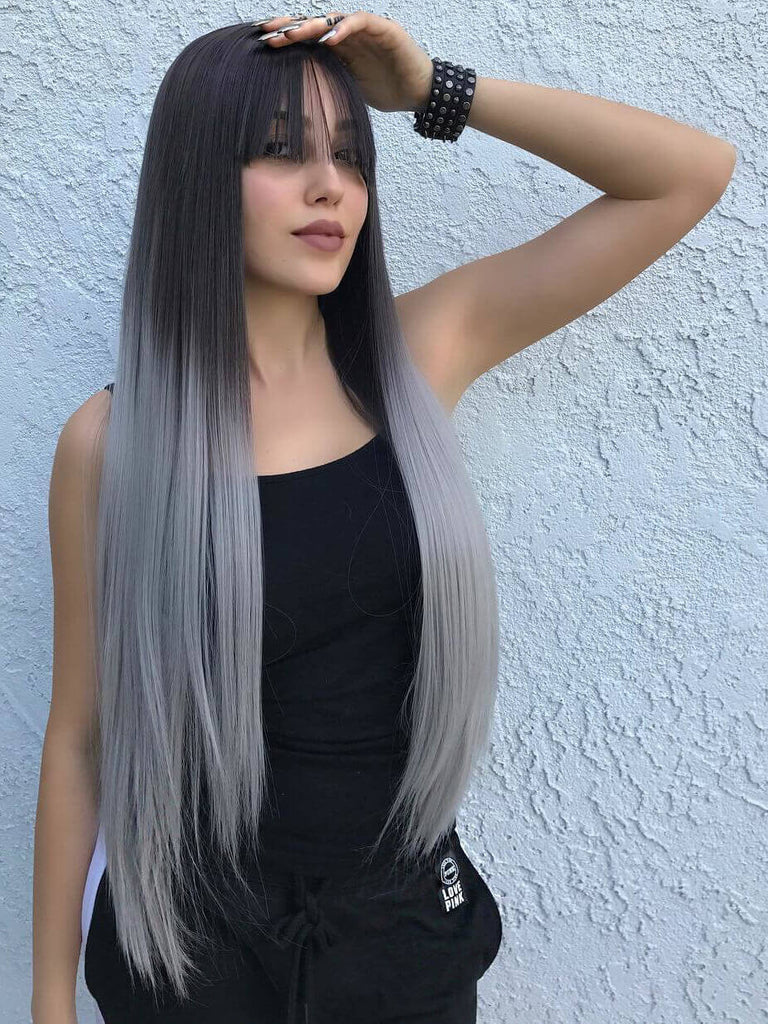 Grey lace front wig best sale