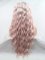 Ombre Pink Long Syntehtic Lace Front Wigs - Everyday Wigs