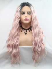 Ombre Pink Long Syntehtic Lace Front Wigs - Everyday Wigs