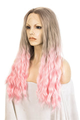 Ombre Pink Wavy Synthetic Hair Wigs - Everyday Wigs