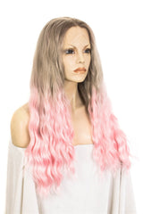 Ombre Pink Wavy Synthetic Hair Wigs - Everyday Wigs