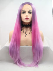 Ombre Purple Long Synthetic Lace Front Wigs - Everyday Wigs