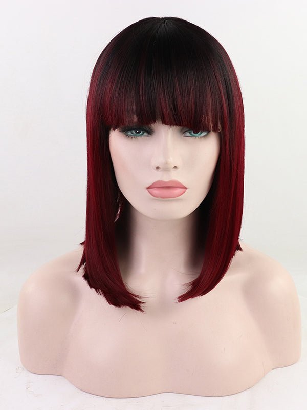 Ombre Red Short Synthetic Lace Front Wig - Everyday Wigs
