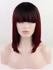 Ombre Red Short Synthetic Lace Front Wig - Everyday Wigs
