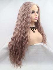 Pink Slight Wavy Synthetic Lace Front Wig - Everyday Wigs