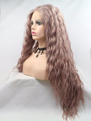 Pink Slight Wavy Synthetic Lace Front Wig - Everyday Wigs