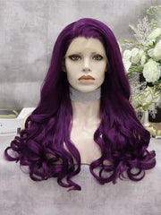 Purple Long Wavy Synthetic Lace Front Wig - Everyday Wigs