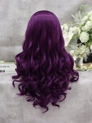 Purple Long Wavy Synthetic Lace Front Wig - Everyday Wigs