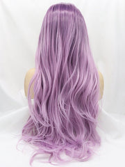 Purple Wavy Long Synthetic Lace Front Wigs - Everyday Wigs