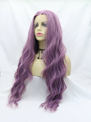 Purple Wavy Long Synthetic Lace Front Wigs - Everyday Wigs