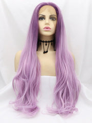 Purple Wavy Long Synthetic Lace Front Wigs - Everyday Wigs