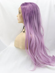 Purple Wavy Long Synthetic Lace Front Wigs - Everyday Wigs