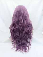 Purple Wavy Long Synthetic Lace Front Wigs - Everyday Wigs