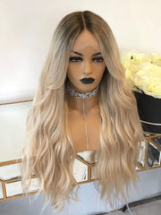 Remy Ombre Blonde Highlights Natural Glueless Human Wigs Lace Front Wigs 360 Lace Wigs-Everyday Wigs