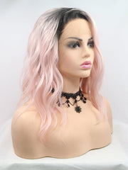 Short Ombre Pink Synthetic Lace Front Wigs - Everyday Wigs