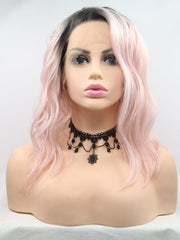 Short Ombre Pink Synthetic Lace Front Wigs - Everyday Wigs