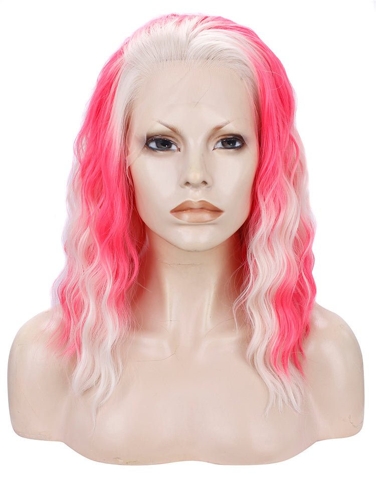 Short Red Ombre Bob Curly Synthetic Lace Wig - Everyday Wigs